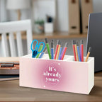 URLLUAE Preppy Pink Aura Inspirational Wooden Pen Pencil Holder for Office Desk Accessories, It's Already Yours the Universe Spiritual Positive Makeup Brush Toothbrush Holder Organizer