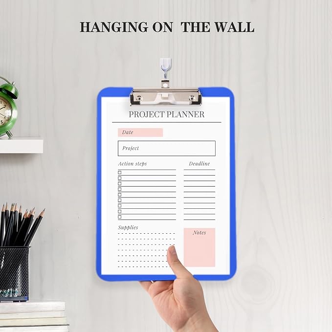 TFDLCG zm 6 PCS Clipboards Bulk with Pen Holder,Standard A4 Letter Size,Plastic Clip Boards 8.5x11 Heavy Duty,Low Profile Clipboard for Men Kids Teacher,Office School Home Work,Blue