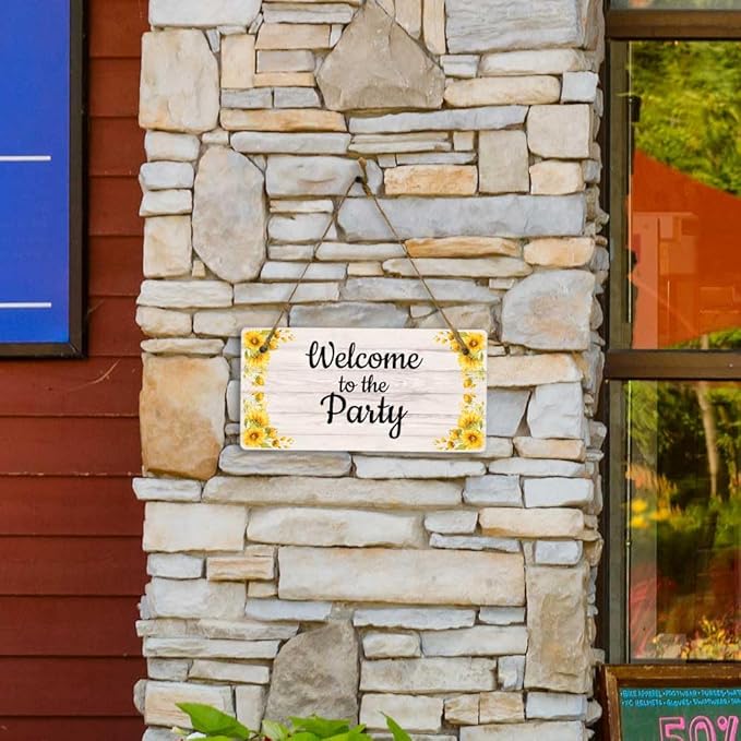 Signs ByLITA Sunflower Corners Rustic Wood Personalized Hanging Wall or Door Sign (5 x 10") | Custom Signage for Your Home & Business