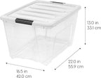 IRIS USA 6-Pack 54 Quart Stackable Storage Bins with Lids [Made in USA] - Everyday Organizer Latching Clear Plastic Organization Containers Closet Bedroom Shelving Units Home Storage - Clear/White