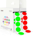 PARLAIM 2 Rolls 2000PCS 3/4" Round Circle Color-Code Dot Stickers,2 Color Style Colorful Coding Label Sticker for Home Office Classroom(Fluorescent Green+Red)