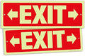 iSYFIX Exit Signs with Directional Right & Left Arrow - 2 Pack 12x4 Inch Glow in the Dark for Business, School, Office, Warehouse - Durable 40 Mil Polystyrene, UV Laminated, Waterproof, Scratch & Fade Resistant