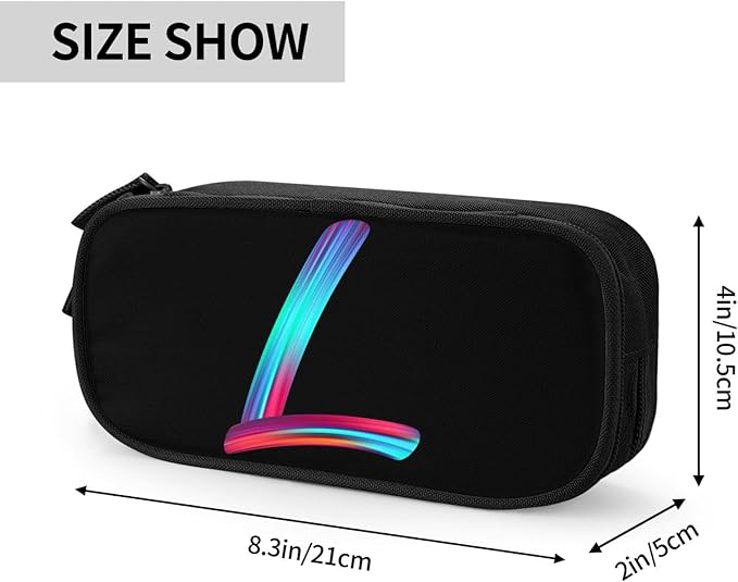 Pazacon Cute Initial Pencil Case for Kids Students, Large Capacity Pencil Pouch for Boys Girls, Letter Design Pencil Box Pen Bag Office Stationery Organizer, Rainbow Letter L