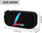 Pazacon Cute Initial Pencil Case for Kids Students, Large Capacity Pencil Pouch for Boys Girls, Letter Design Pencil Box Pen Bag Office Stationery Organizer, Rainbow Letter L