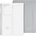 Daily Planner Undated, Asten To Do List Notebook Hourly Schedules Spiral Appointment Planner for Men and Women,PVC Hardcover,Elastic Closure, Inner Pocket 8.3" x 5.8" (Gray)