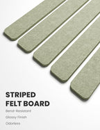 Fluxynara Cork Board Alternative Felt Strip Board 5-Pack 13"x2", Office Pin Board with 35 Push Pins, Adhesive Install for Bedroom Door & Home Office(Sage)