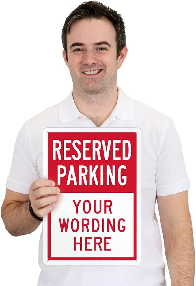 SmartSign Custom Reserved Parking Sign - 10"x14" Laminated Aluminum, 40 mil thick, Custom Metal Sign for Home, Offices, Businesses, Outdoors, Lots, USA-Made, 100+ Years of Sign Expertise