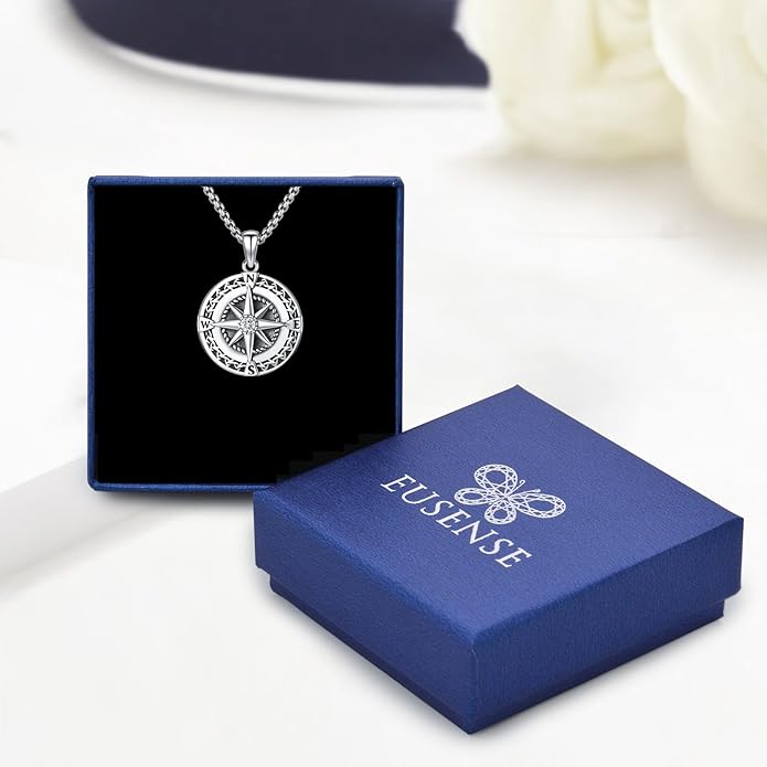 Compass Necklace for Women Men 925 Sterling Silver Pendant Urn Necklaces for Ashes Picture Locket Necklace Anchor Necklace Viking Necklace Crystals CZ Moonstone Abalone Shell Turquoise Compass Jewelry