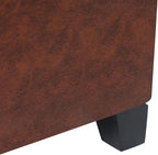 Adeco Small Faux Leather Storage Ottoman Bench with Wood Legs, Square Red & Brown PU Cube Foot Stool, Upholstered Button Tufted Vanity Chair with Hinged Lid for Living Room, Bedroom, Dorm