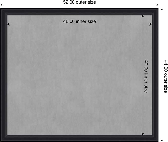 Amanti Art Black Framed Magnetic Board 44x52 Oversize Vision Board for use with Magnets, 100% Metal Sheet to Display Items as Office Decor or for Home Organization in mudroom, Kitchen or Kids Room
