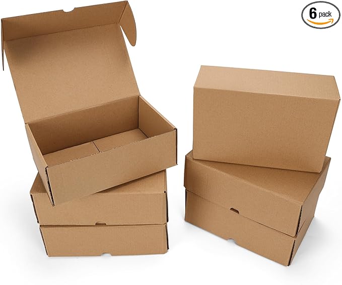 PHAREGE 9x6x3 inch Shipping Boxes 6 Pack Brown, Tab Lock Tuck Top Mailer Boxes for Packaging Small Business, Medium Cardboard Gift Boxes for Wrapping Mailing Present