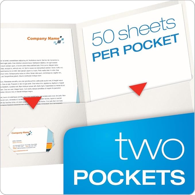 Oxford Twin-Pocket Folders, Textured Paper, Letter Size, White, Holds 100 Sheets, Box of 25 (57504EE)