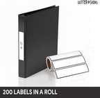 Binder Spine Labels, Perforated Self Adhesive Sticker Labels for 1 Inch Binders, 5 3/8" x 1", 200pcs, White with Black Border