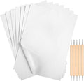 Outus 100 Sheets White Carbon Graphite Transfer Paper 11.7 x 8.3 Inch Tracing Carbon Copy Graphite Paper with 5 Embossing Stylus Tracing Stylus Dotting Tools for Cloth Fabric Wood