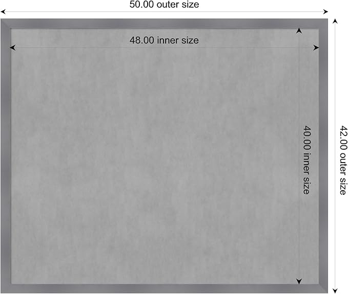 Amanti Art Grey Framed Magnetic Board 42x50 Oversize Vision Board for use with Magnets, 100% Metal Sheet to Display Items as Office Decor or for Home Organization in mudroom, Kitchen or Kids Room