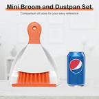 NACENA Mini Dustpan and Brush Set 2 Pack, Small Broom and Dustpan Set Dust Pan and Mini Hand Broom Dustpan and Broom Combo Compact for Home Table Keyboards Sofa Kitchen, Orange