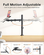 H&C(hcck&Cllassp) Laptop Desk Mount for 11"-17" Notebook, Fully Adjustable with Tilt, Swivel, Rotation, Extension, Single Laptop Arm with Vented Tray, C-clamp, Black