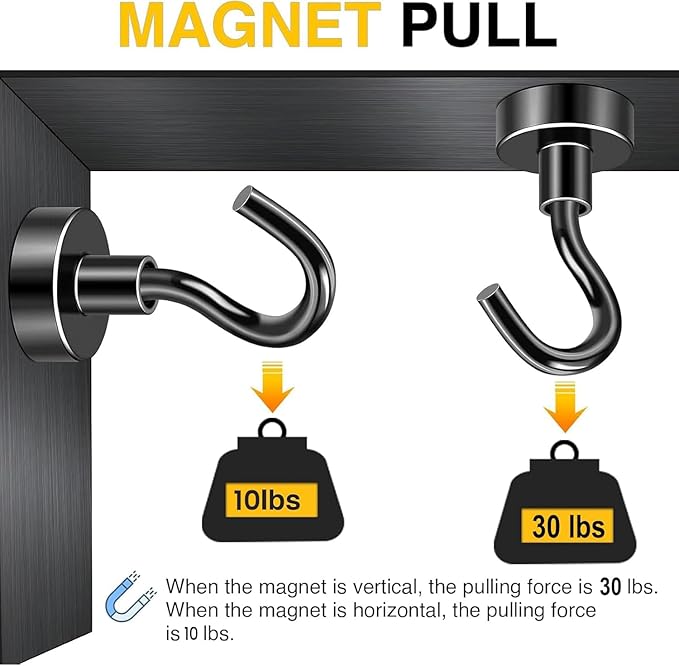 DIYMAG Magnetic Hooks, 28pack Magnet Hook Essentials Strong Heavy Magnetics for Kitchen Refrigerator Hanging Classroom Cruise Cabins Locker Accessories Cubicle Black