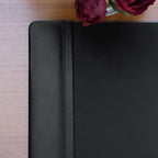 DACASSO Classic Leather Desk Pad with Side Rails - Luxury Leather Desk Blotter for Writing - Padded Executive Desk Surface Protector - (Black, 34” x 20”)