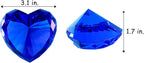 Blue Crystal Diamonds Paper Weights, Heart Shape Real Diamond Glass Gems Paperweight for Decoration, Big Diamonds Home Office Decor Valentine's Day Gift Wedding Favors with Gift Box 80mm