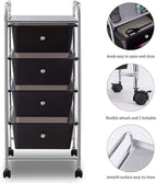 Giantex 4 Drawers Cart Storage Bin Organizer Rolling Storage Cart Metal Frame Plastic Drawers Flexible Wheels Home Office Scrapbook Supply & Paper Shelf