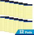WritePads Legal note pads 5"x8" Legal Pads,College Ruled,Canary Paper,12 Pack,50 Sheets Per Writing Pad,Micro perforated Writing Pad,BL-SCY50C-12PAD