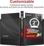 COMIX Sturdy 3 Ring Binder 2 inch with Clear View Cover, 2" Round Ring View Binder, PVC-Free, 2.4mm-Thick, 450 Sheets Capacity of US Letter Size Paper, Office ＆ School Supplies, Pack of 6 (Black)