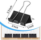 2 Inch 40 Pack Extra Large Binder Clips, Jumbo Paper Clips, Big Paper Clamps, Binder Clips Large Size for Home, School and Office Supplies