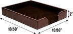 DACASSO Bonded Leather Desktop Letter Tray - Luxury Letter Holder & Paper Organizer for Desk - Office Organization & Executive Desk Decor - (Dark Brown)
