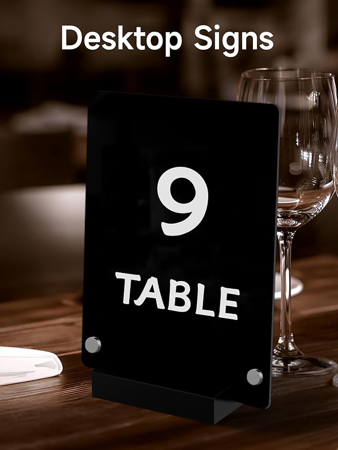 Kivsty 2 PCS Desktop Black Dry Erase Board with Stand - 8” x 6” Small Acrylic Black Board with Marker and Magnetic Clip, Reusable Desk Notepad, to-Do List, Menu Board Signs for Bar, Office, Home