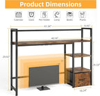 Desk Shelf with Drawer, 41.3" Desktop Organizer Shelf, Desk Hutch for Computer Monitor Max 32", 3 Tier Desktop Display Rack, Wooden Desk Top Bookshelf Storage Rack for Home Office Dorm, Rustic Brown