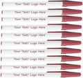 SyPen Personalized Stick Pens With your Custom Logo or Text-500 Pack Bulk-for Businesses, Parties, and Events, Custom Printed Slim Ballpoint Pens with Cap, Burgundy, Black Ink