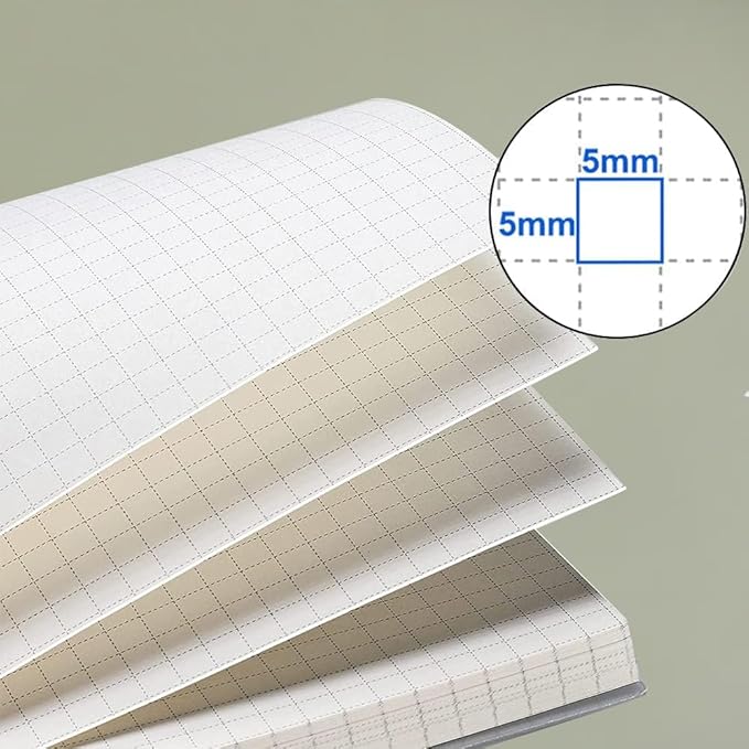 120 GSM Thick Paper Graph Spiral Notebooks 8.5" × 11" with Removable Elastic Band and Transparent Hard Cover, 2PCS Large Size Grid Notepads 160 Pages per Pack for Students, Engineers (2 Pack, A4)