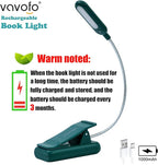 VAVOFO Rechargeable Book Light for Reading in Bed Kids, 7 LED Reading Light with 9-Level Warm Cool White Daylight, Eye Care Lamp with Power Indicator for Bookworms (Green)