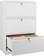 SUXXAN 3 Drawer File Cabinet, Lateral Filing Cabinet with 3 Locks for Home Office, Black File Cabinets with Business Card Holder for Letter/Legal/F4/A4 Hanging Files