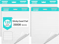 SHARBDA Lined Sticky Easel Pad, 25 * 30 inch,Self-Stick Flip Chart Paper, Super Adhesive & Bleed-Resistant,Micro-Perforated Tear,Classroom Teacher Office Presentation Pads,4 Pads/Pack,120Sheets