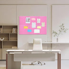 Large Cork Board 36" x 24", 6 Pack Felt Wall Tiles with Colored Pushpins, Bulletin Board with Removable Self-Adhesive Strips, Pin Board Cork Boards for Walls Office Home-Hot Pink