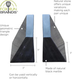 Fox Run 100% Natural Polished Marble Bookends, Black, Set of 2, Smaller Triangular