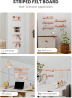 Fluxynara Cork Board Alternative Felt Strip Board 5-Pack 13"x2", Office Pin Board with 35 Push Pins, Adhesive Install for Bedroom Door & Home Office(Pink)