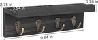 HRONRAD Rustic Key Holder for Wall, Farmhouse Wall Shelf with 4 Hooks, Wall Mounted Key Racks, Wooden Mail Organizer with Hooks for Entryway (Black - Pine)