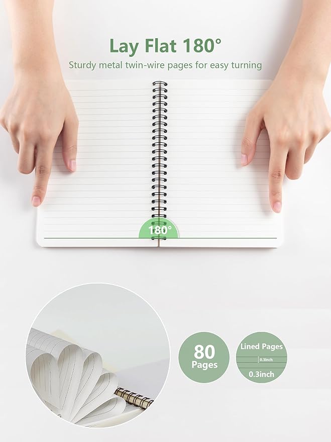 BitKan Nature Misty Forest Spiral Notebook, Rustic Pine Tree Journal, Green Forest Landscape Journal for Women, Nature Lovers Gifts for Women Notebook 5.5x8.3 Inch-392
