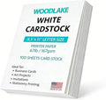 Woodlake White Cardstock Paper, 67lb/167gsm Index Card stock, Multi-Purpose paper, 8.5" x 11" Letter Size, 100 Sheets Computer Paper, Made in USA