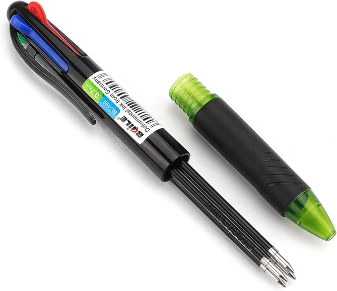 Bribobo 4 Pack Multicolor Ballpoint Pens 4-in-1 0.7mm Colored Retractable Ballpoint Gift Pens for Office School Supplies Students Gift