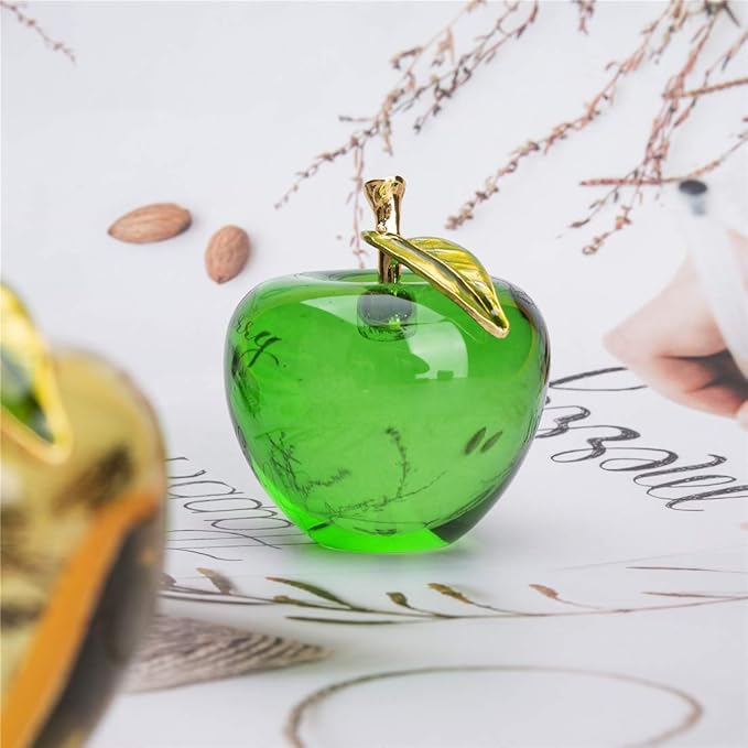 H&D Glaze Crystal Apple Paperweight Craft Decoration (green)