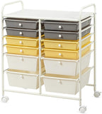 Giantex 12 Drawer Rolling Storage Cart Tools Scrapbook Paper Office School Organizer (Yellow)