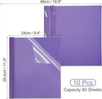 PATIKIL Plastic Report Covers with Prong, 10 Pcs 80 Sheet Clear Front Presentation Binders with 3 Metal Prong Fasteners Report Folder for Resume Documents Files Letter, Purple