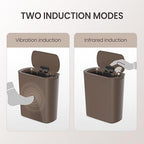 Cesun Motion Sensor Trash Can, 5 Gallon Automatic Bathroom Garbage Can with Lid, Touchless Smart Plastic Slim Wastebasket for Bathroom, Office, rv, Bedroom, Living Room, Brown
