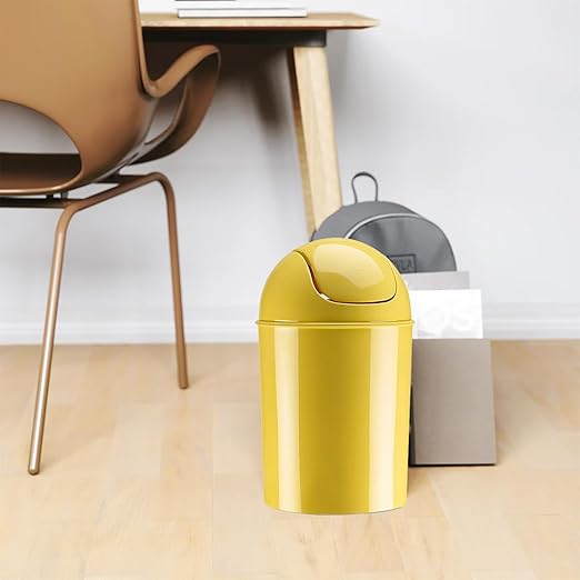 Umbra 1.25 Gallon Mini Waste Can with Removable Swing-Top Lid - Small Garbage Bin for Kitchen, Bathroom, Bedroom, Office - Compact Trash Can Fit Under Tables & Counters - Yellow