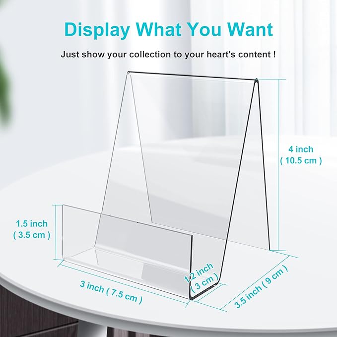 Boloyo Acrylic Book Stand with Ledge,6PC 4 Inch Clear Acrylic Display Easel Transparent Display Stand Holder Tablet Holder for Displaying Books,Magazine,Plate,Pictures,Artworks, CDs