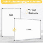AMUSIGHT 2 Pack Double-Sided Magnetic Whiteboard, 24" x 18" Dry Erase Board, Aluminum Frame White Board for Wall, Hanging Mounting White Board Dry Erase Marker Board for Office, School, Home